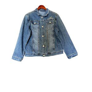 Women Of Faith Denim Button Down Jean Jacket Size XL